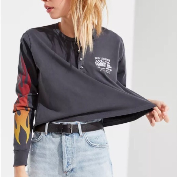 [SOLD] Urban Outfitters flame sleeves henley - Picture 3 of 4